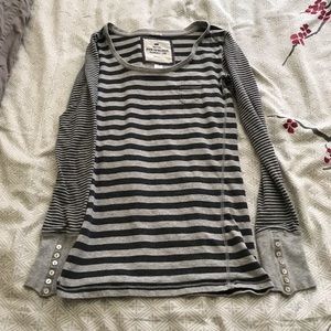 Black and Grey Striped Long Sleeve Shirt